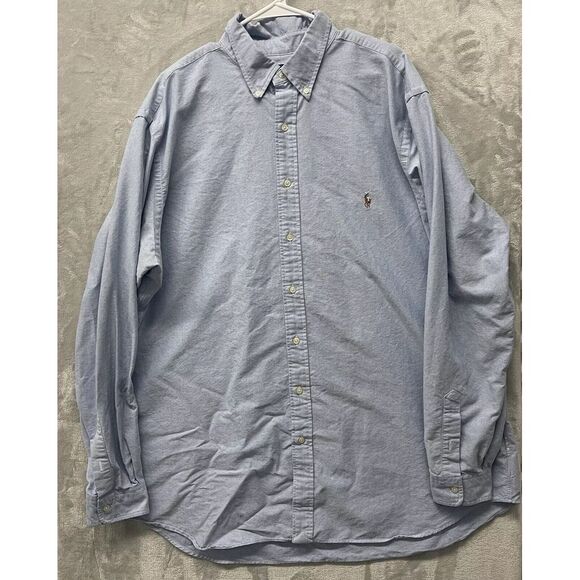 Ralph Lauren Shirt Mens 2XLT Tall Blue‎ Classic Fit Flesh Pony Chambray Preppy - Picture 2 of 8